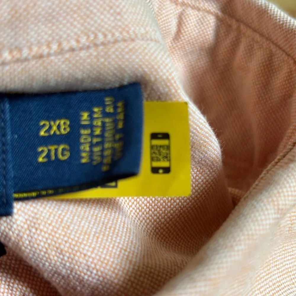 Polo Ralph Lauren Shirt Men 2XB  Salmon Peach Oxford SS Button Down Big